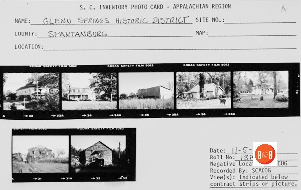 Misc. slides taken of Glenn Springs – Courtesy of the S.C. Dept. of Archives and History