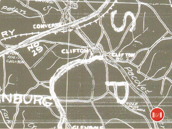 Turn of the Century map showing Converse and other small mill towns in Spartanburg Co., S.C.  Courtesy of the Amos Collection - 2018  See enlargement of this map as a PDF