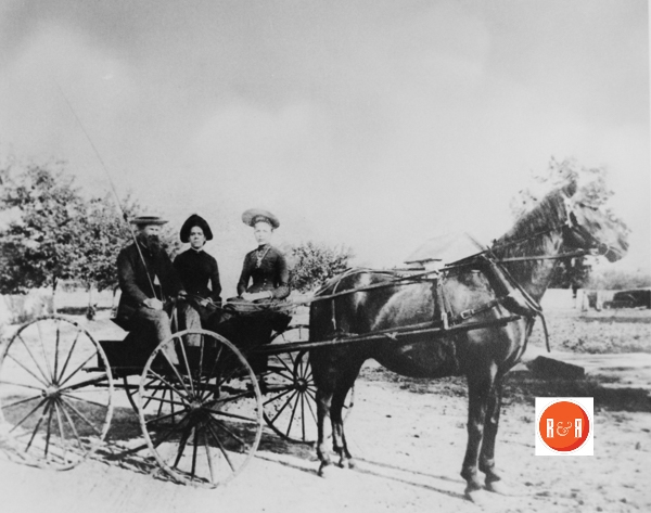 Pictured are: Richard Francis Daniel, Mrs. Flora Freeman Daniel (wife), and Nannie Daniel Turner with the horse Maudi, ca. 1888-90.  Courtesy of the Coleman – Meek Collection