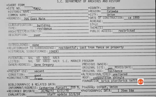 Courtesy of the SC Dept. of Archives and History – 1984