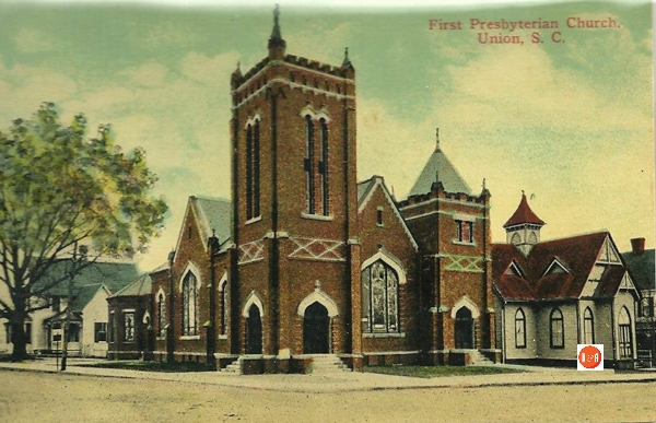 Post Card view of the Presbyterian church shortly after it was constructed.