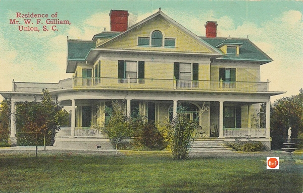 Post Card view of the W.F. Gilliam home shortly after its’ construction.
