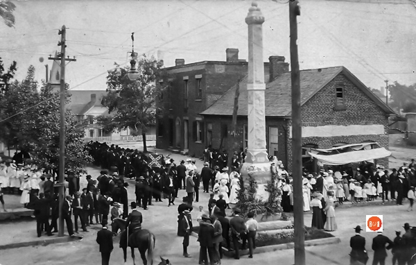 Corner beside the post office and court house.