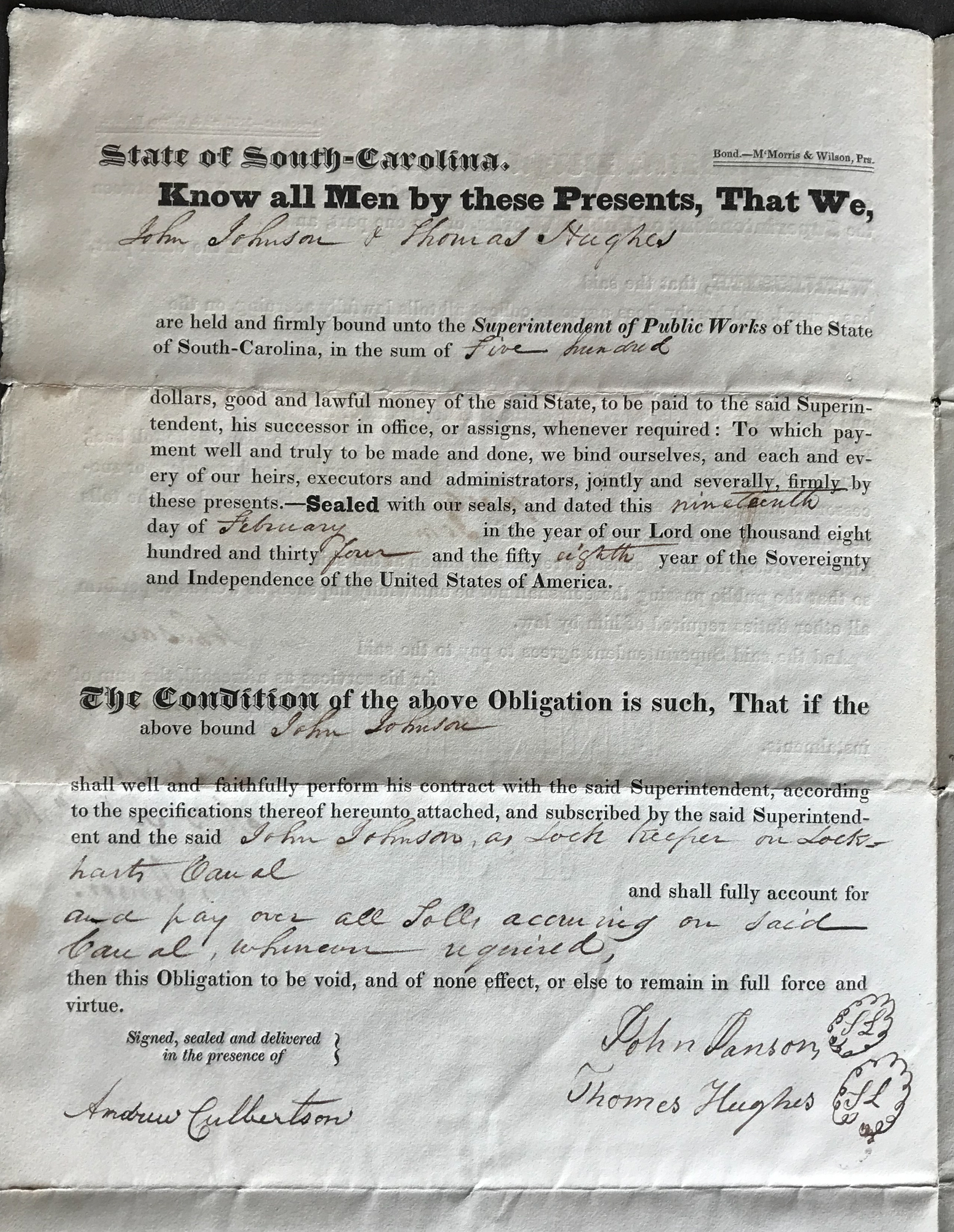 1833 CONTRACT FOR OPERATING THE LOCKHART CANAL, p. 2