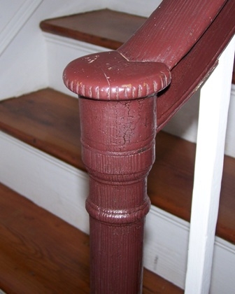 One of the finely crafted newel posts from the home.