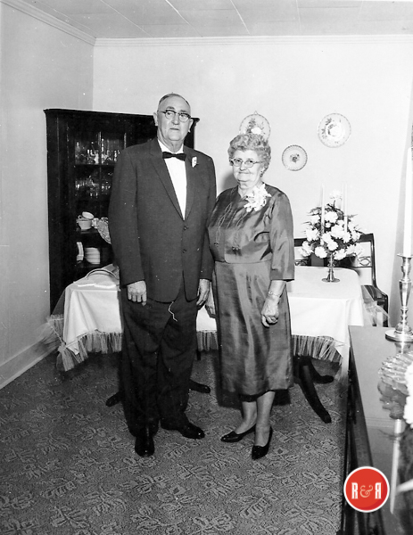 Mr. and Mrs. William (Mary) Stewart, in the central dining hall of their home, 50th Wedding Anniversary.   Image courtesy of the G.H. Stewart Collection - 2019