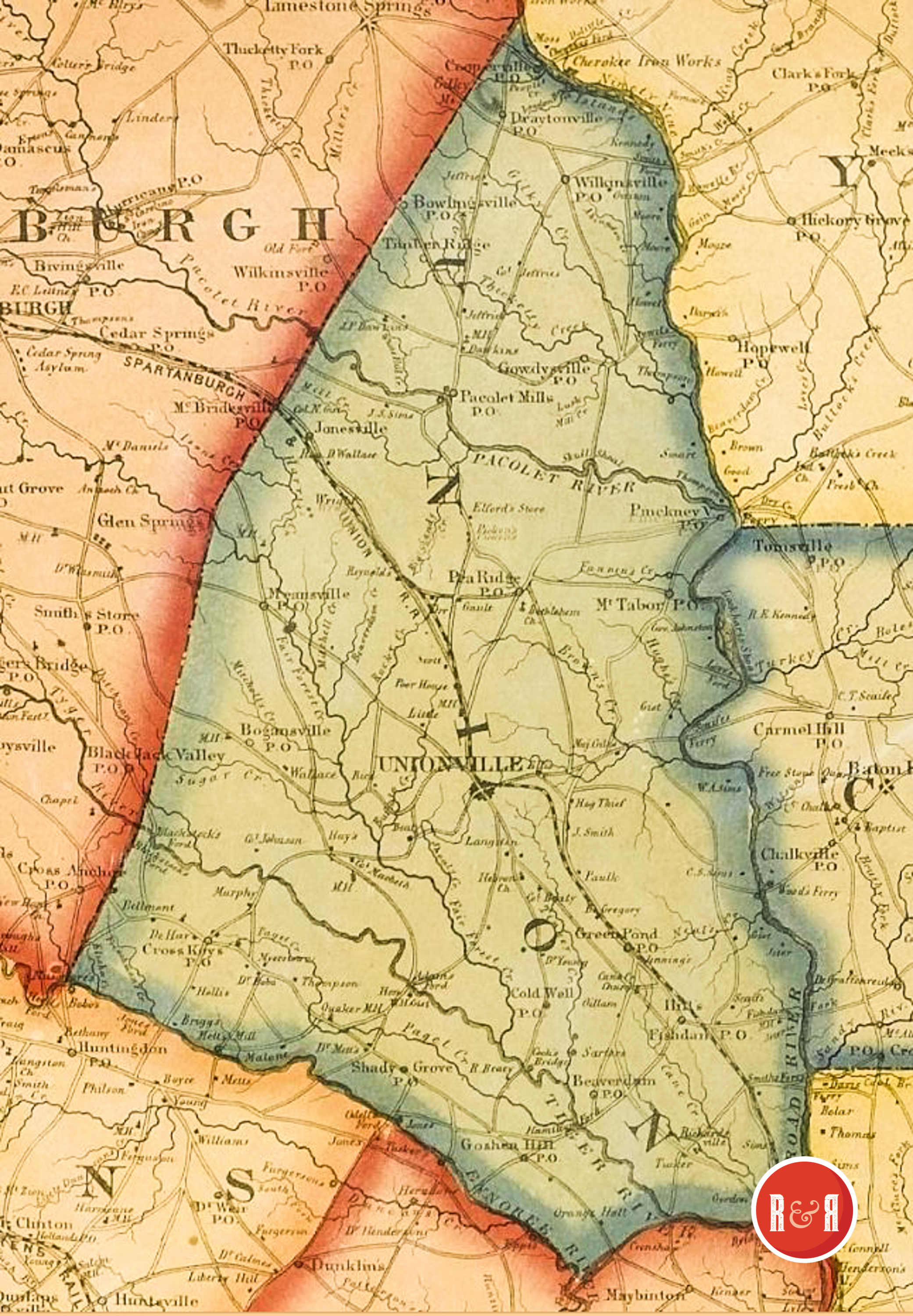 COLTON'S 1854 MAP OF UNION COUNTY