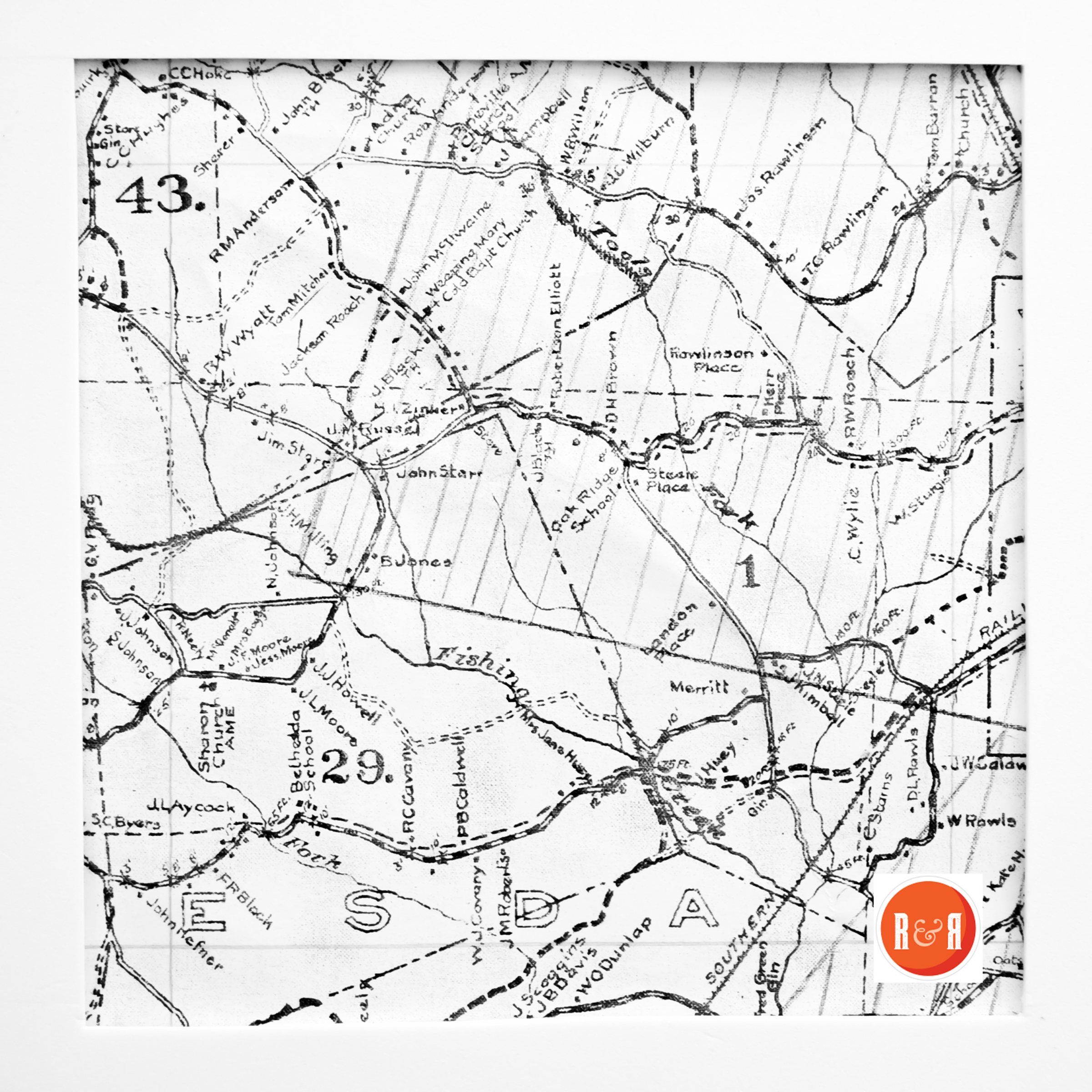WALKER'S 1910 POSTAL MAP OF THE AREA