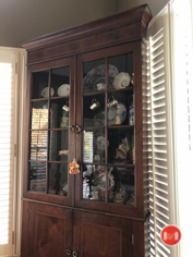 A R&R NOTE: Walnut corner cupboard owned by the neighboring Avery Family in Ebenezer. Attributed to Nathan Kimbrell, the Ebenezer furniture maker.