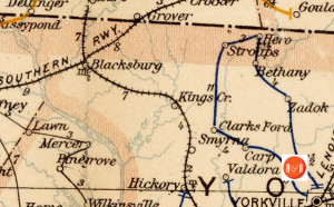 Postal map of the area from 1896, courtesy of the Un. of N.C. The Allison Plantation was near Clark's Post Office.