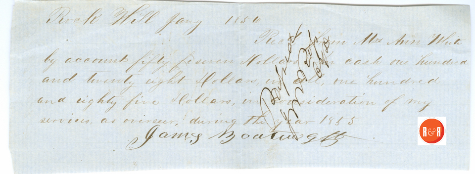 Ann H. White Pays Church Subscription - 1856 - Courtesy of the White Collection/HRH 2008