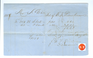 B.F. Rawlinson sells lumber to Ann H. White - 1858 - Courtesy of the White Collection/HRH 2008