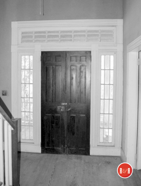 The double doors and handsome transom design is a signature of the Hafner builders.