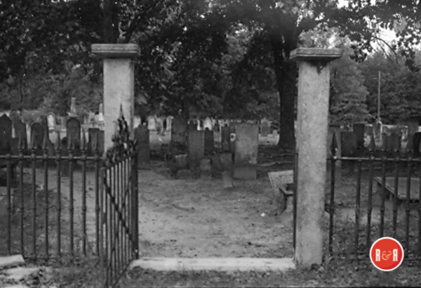 Historic cemetery entrance in 1970s.