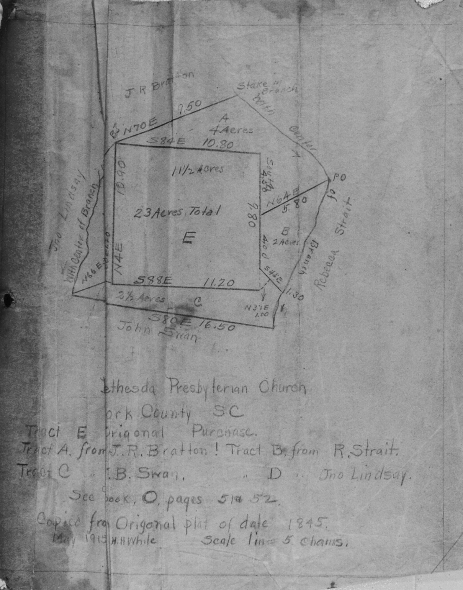 LAND PLAT OF BETHESDA CHURCH - 1915