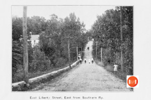 1912 image of East Liberty street, just east of the location of Rose Hill Cemetery.