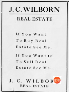 1912 advertisement for the J.C. Wilborn Realty Company.