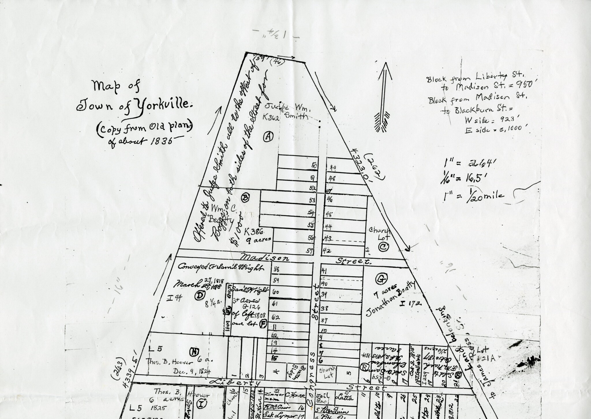 MAP OF YORKVILLE SC - WM. B. WHITE, JR. COLLECTION, P. 1