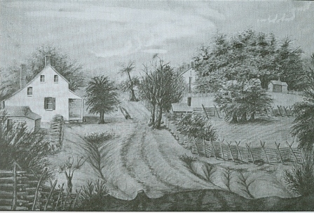 Note the Homestead House in the center background of this 19th century painting of the village.