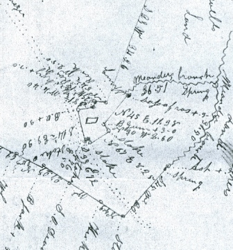 The Avery home showing on the Avery-Steele plat. Note the house sits next to what was then the Lands Ford Road to Yorkville, SC
