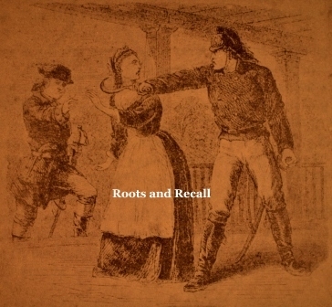19th century drawing of Martha Bratton being threatened on the night the British visited her home at Brattonsville. Capt. Adamson (Lt. rear) moves to protest and protect her, which saved his own life following the Battle of Huck’s Defeat.
