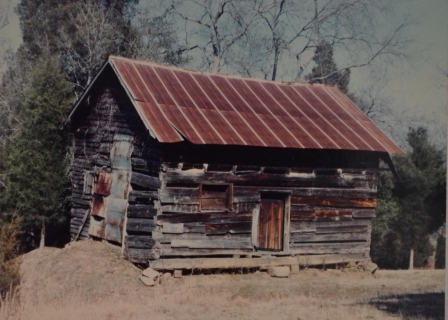 The McGill log house prior to removal to Historic Brattonsville.