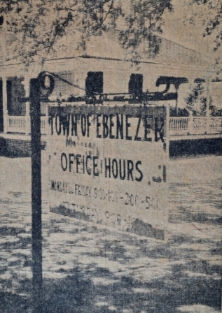 The offical sign of the Offices of the Town of Ebenezer, SC was at this home.