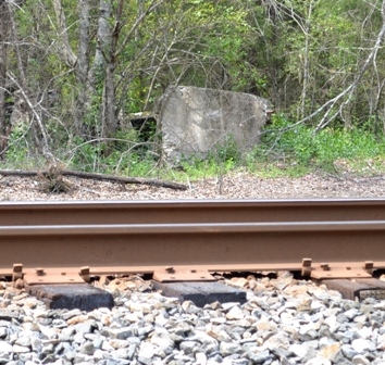 Platform foundation on the west side of the railroad near where the Sanborn maps show a seed shed.