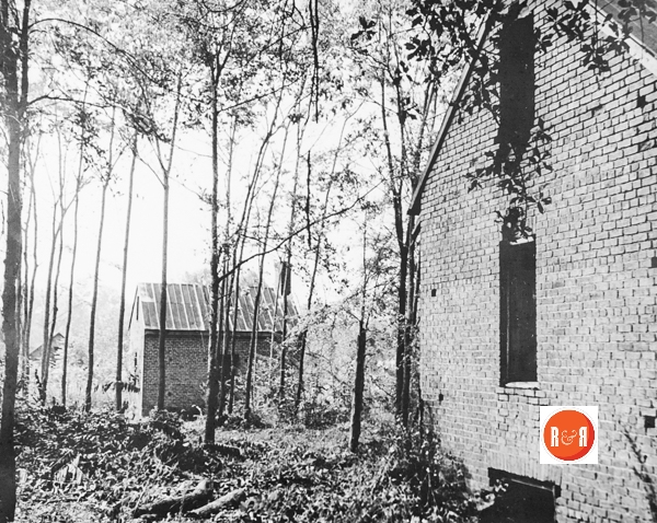 Two of the brick outbuildings originally constructed in the yard of the Homestead house, circa 1975.Courtesy of the SC Dept. of Archives and History