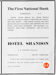The Hotel Shandon ran this advertisement in 1912. J.E. Sadler was the proprietor. 