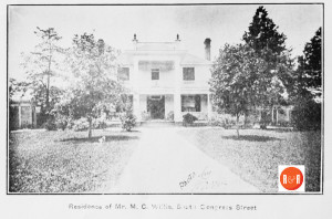 View of the fine Willis home in 1912. It was during this period that the Willis Family moved from York to Oakland Ave., in downtown Rock Hill.