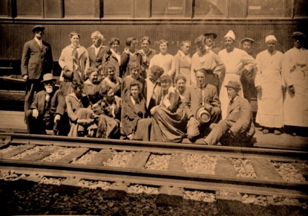 The extended W.S. Wilkerson family gather at Blacksburg to leave on a train vacation – date unknown.
