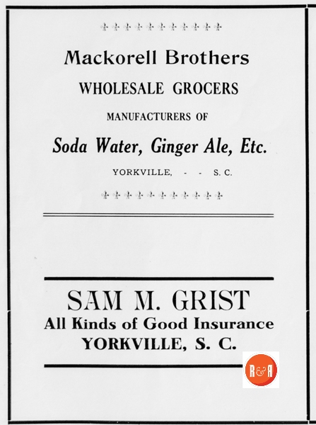 Image ca. 1912 advertising the Sam M. Grist Company – Courtesy of the YC Historical Society