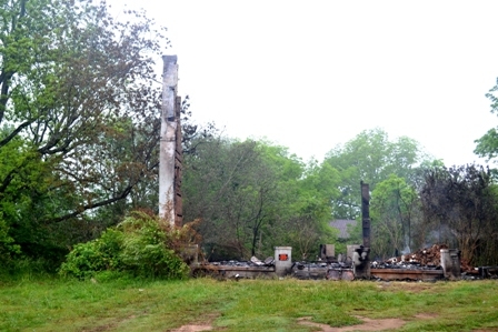 Smoking remains of the Russell house fire 5/20/13