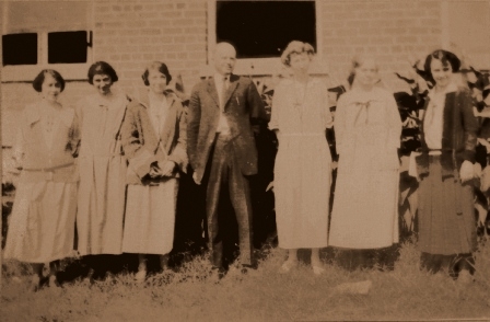 Sharon faculty in 1924 – Lt to Right – Eugina Pratt, Ruth McLurkin, Alma Richardson, J.W. Shealy, Lula Plexico, Bessie Elgin and Helen Harrell