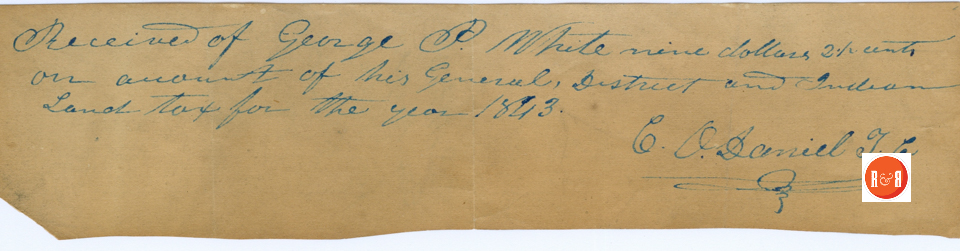 George P. White's Indian Land Tax from 1843 - Courtesy of the White Collection/HRH 2008