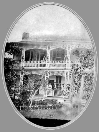 The White Home in 1872. Mrs. Anne H. White on the first level, right hand side. [Courtesy of HRH – White Family Collection]