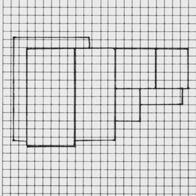 Floor plan outlined in 1987 – facade faces left.