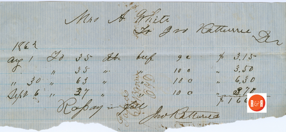 ANN H. WHITE BUY BEEF IN 1863 - Courtesy of the White Collection/HRH 2008