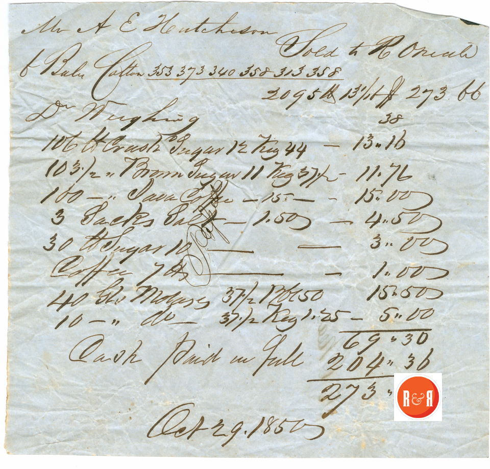 A.E. Hutchison sells cotton 1850 - Courtesy of the White Collection/HRH 2008