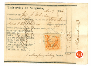 Un. of Virginia tuition for James Spratt White in 1866.