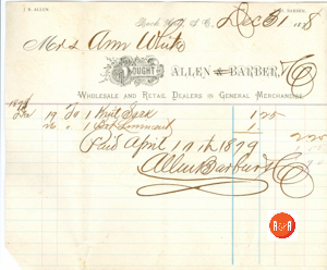 Ann H. White buys goods at the Firm of Allen and Barber - 1878  Courtesy of the White Collection/HRH 2008