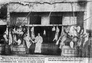 Image of an early downtown Rock Hill butcher shop. Courtesy of the Ratterree Collection