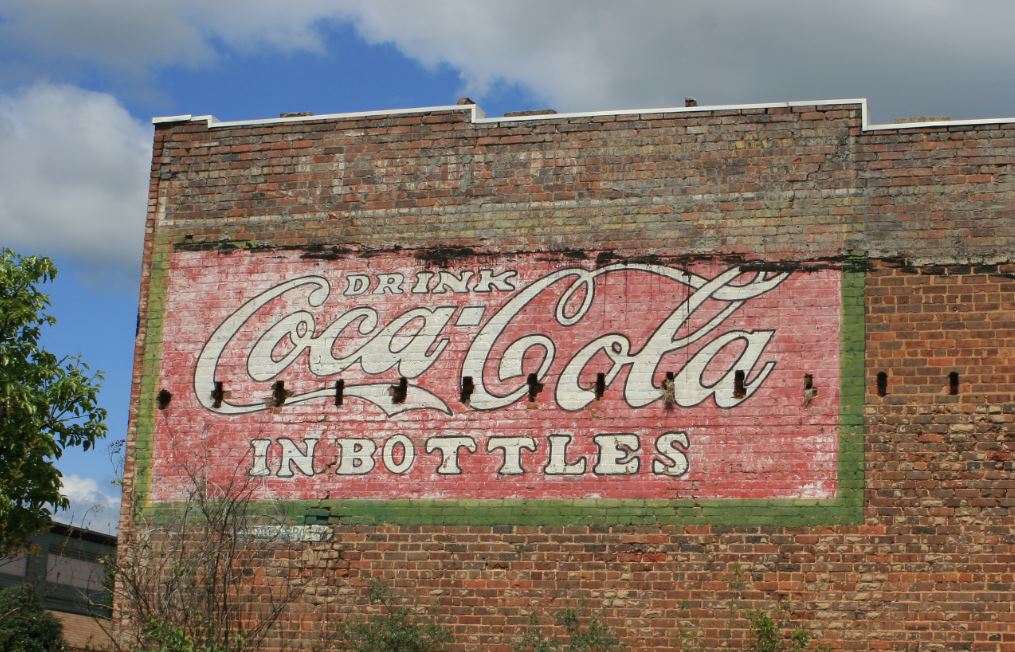 Early Coca Cola sign on the side of a commercial building in downtown Gaffney, S.C.  Courtesy of the Segars Collection