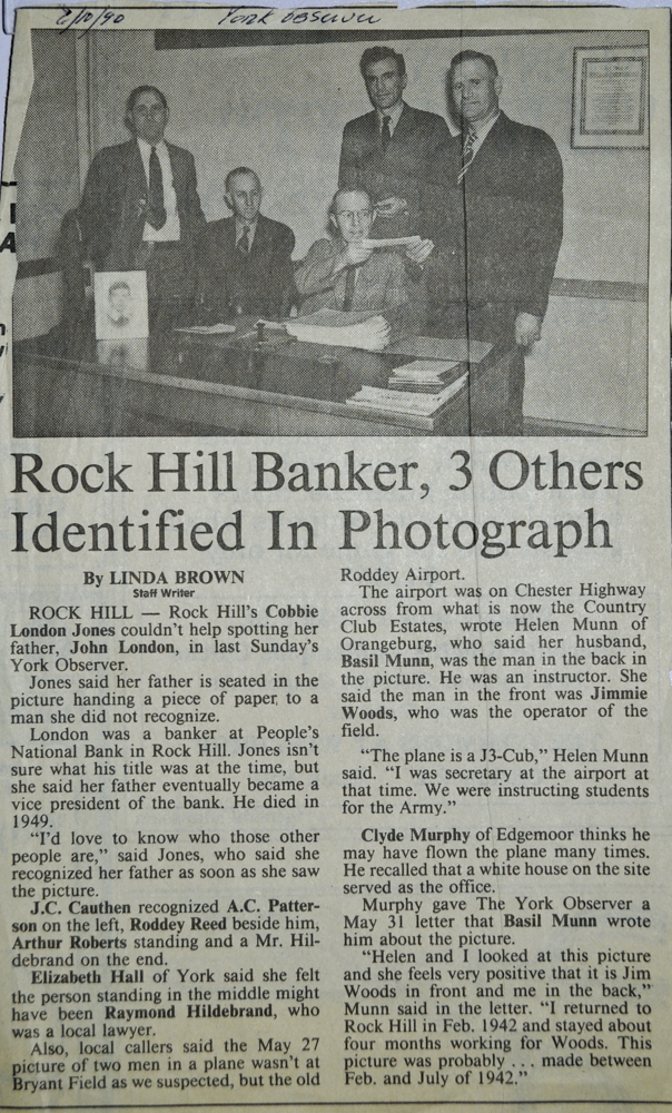 ROCK HILL BANKERS IDENTIFIED