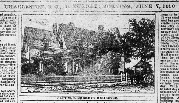 This was the home of W.L. Roddey, in the 1890's from the Charleston News and Courier, where the Guardian Fidelity building now stands.