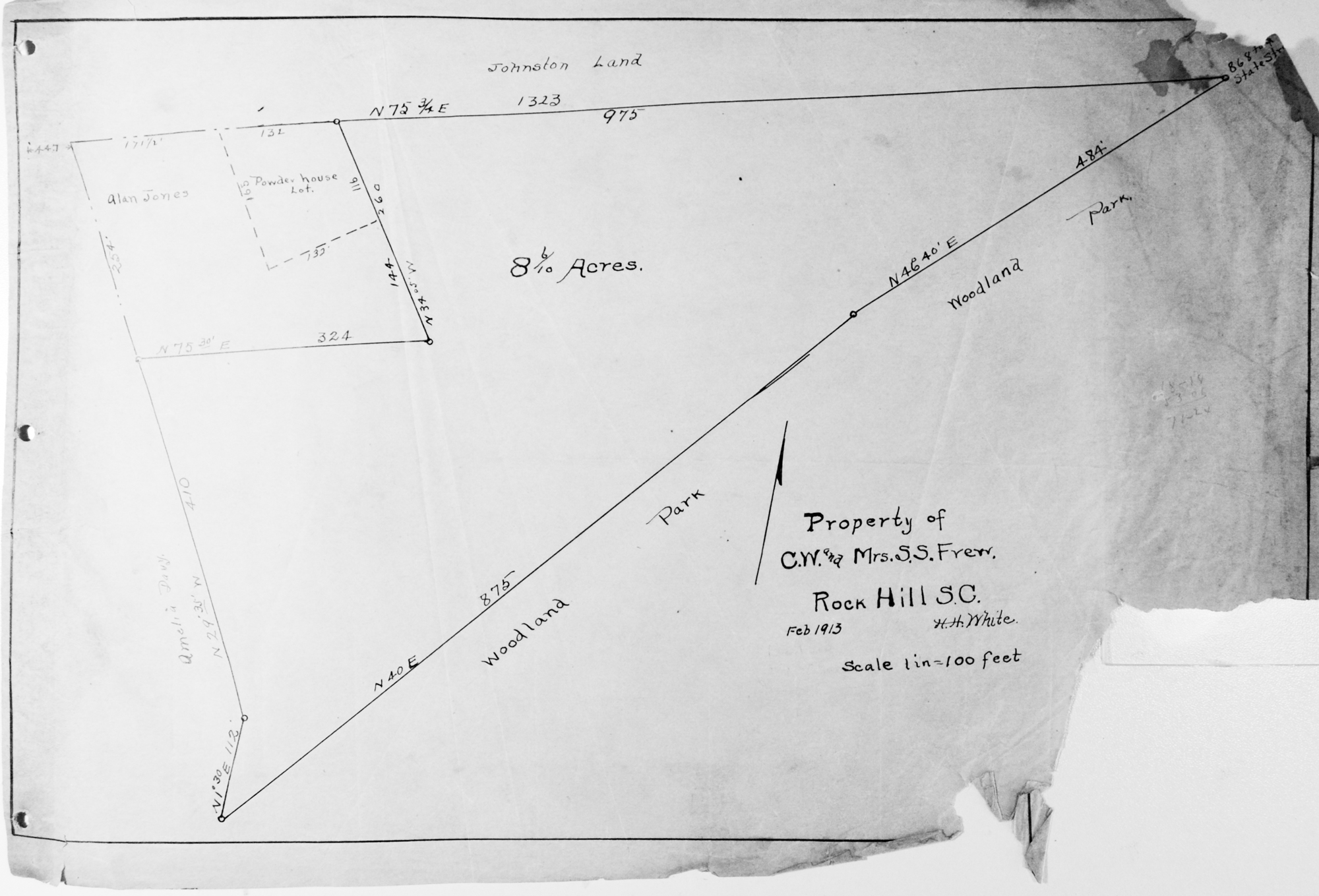 LAND PLAT FOR MRS. S.S. FREW OF 8.6 ACRES