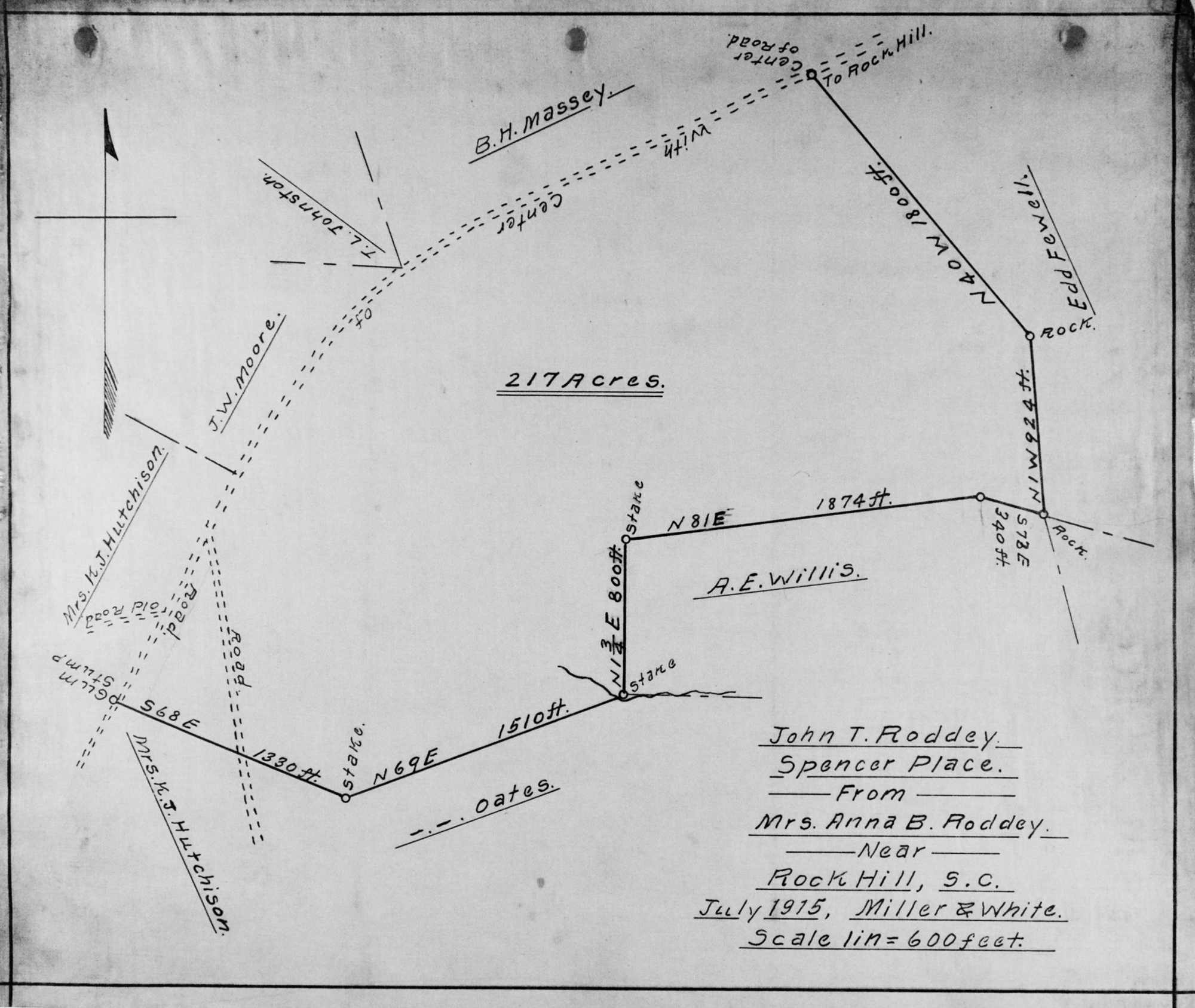 Roddey Farm Survey 1915 (It became the RH Country Club Estates - See earlier Spencer Tract as R&R History link - RIGHT).