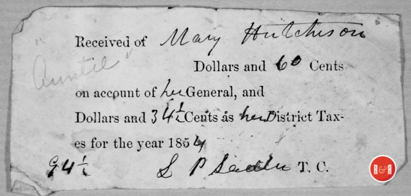 Taxes paid by Mary Hutchison - 1854  Hutchison Group 2021