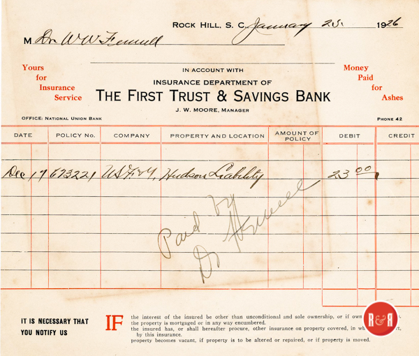 J.W. Moore was the Manager of the First Trust and Savings Bank.  Courtesy of the Fennell Collection - 2012